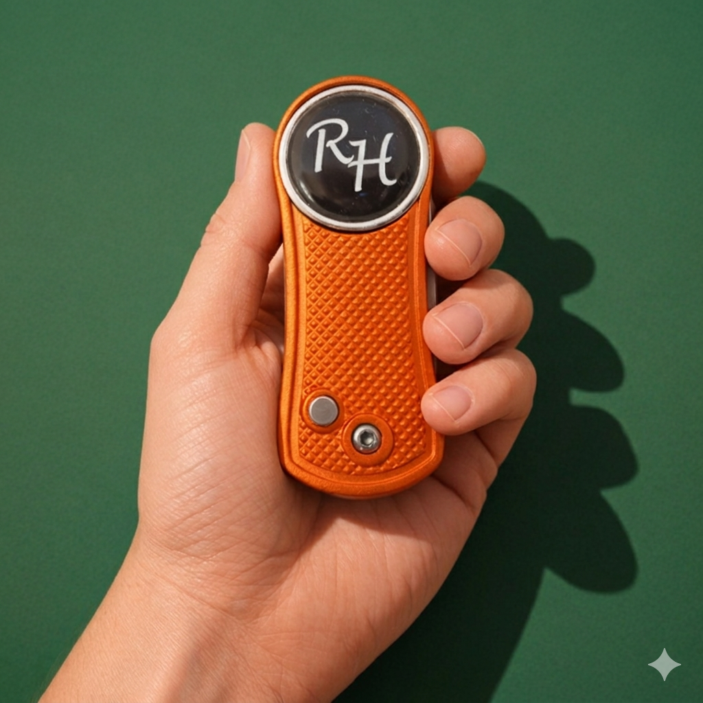 Personalisierte Pitchgabel in der Hand